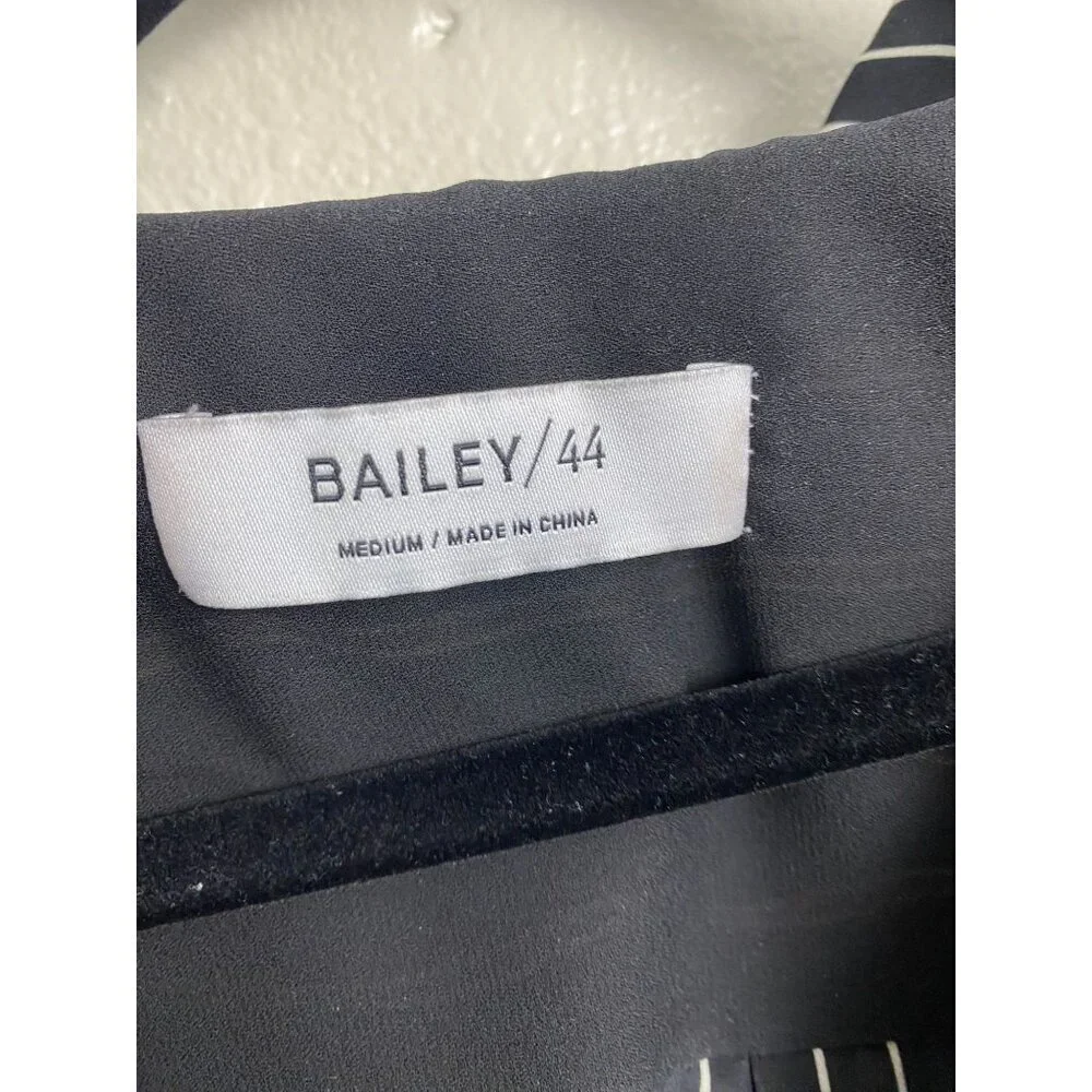 Bailey 44 Airy Faux Wrap Long Sleeve Blouse Top Womens size Medium Stripes Black